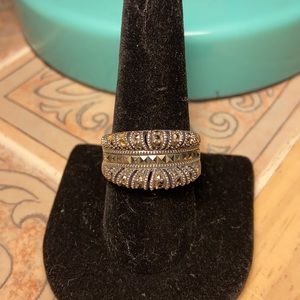 STERLING Silver & Marcasite Ring Size 9 1/2